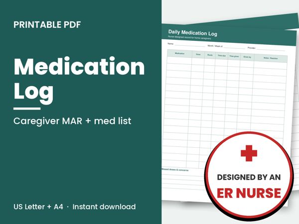 Caregiver Medication Log printable